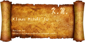 Klaus Mihály névjegykártya